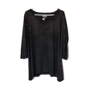 JM Collection Metalic Black and gold blouse XL